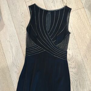 Beautiful black vintage Tadashi floor length maxi gown keyhole front sheer back